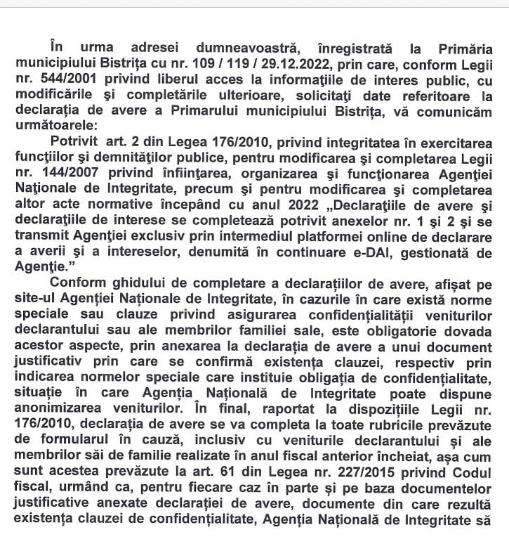 Declarația de avere a primarului Ioan Turc nu este încă publică Soția